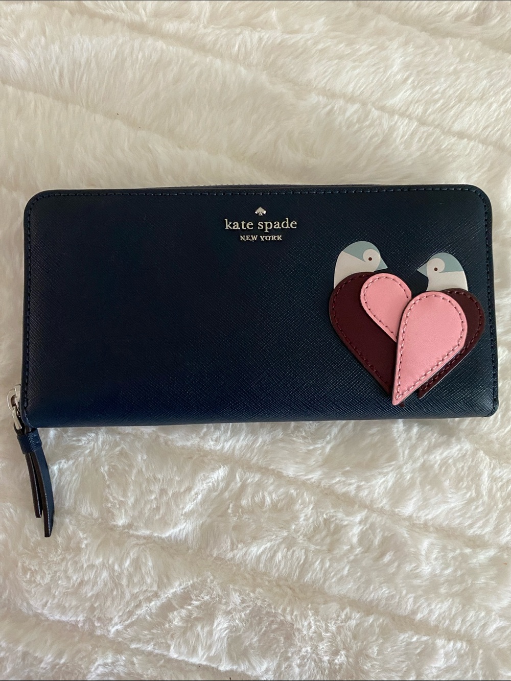 Kate Spade Limited Edition Large Continental Love Birds Wallet in Nightcap Navy